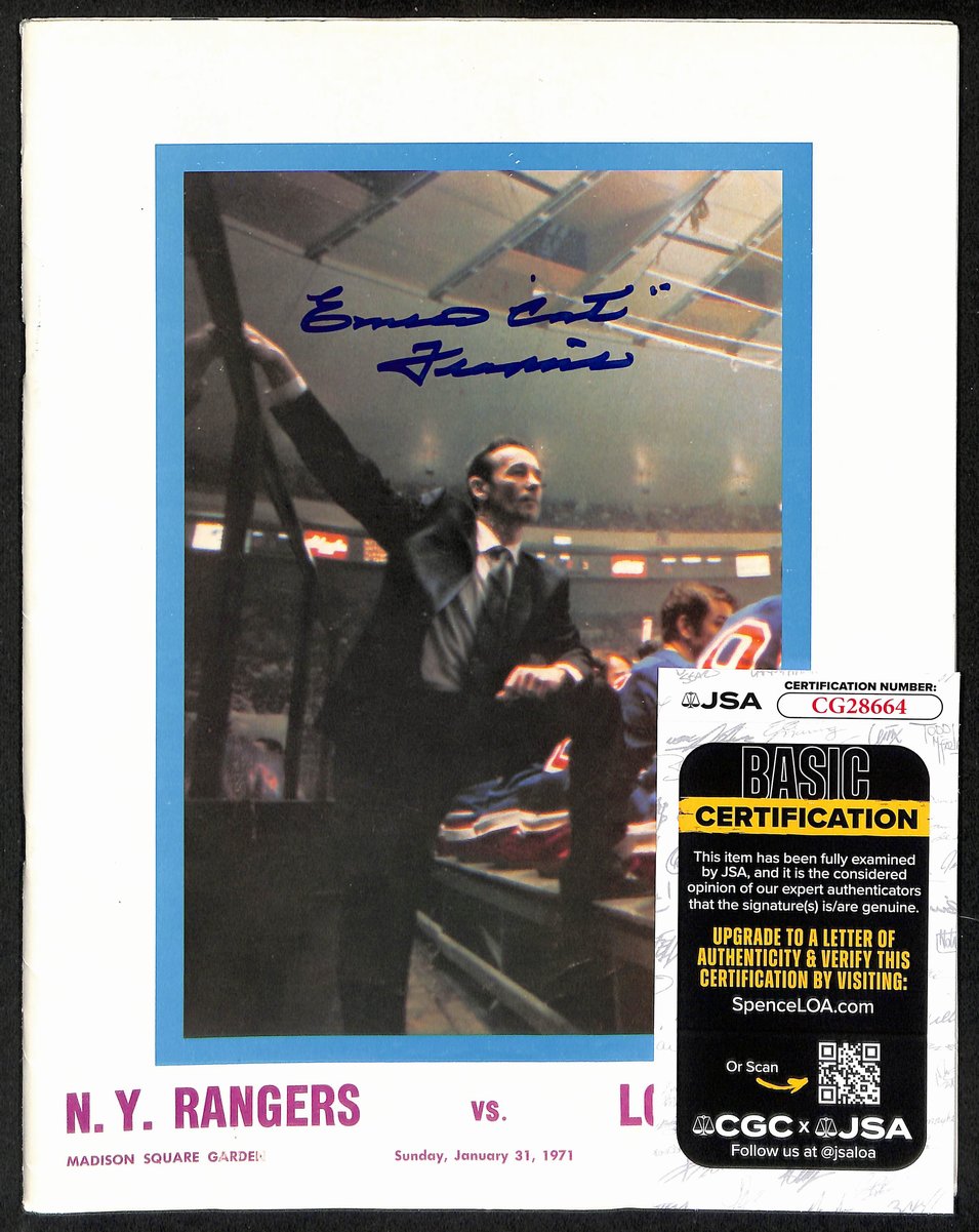 Emile Francis New York Rangers Signed 1970 Rangers vs Kings Program JSA 197184