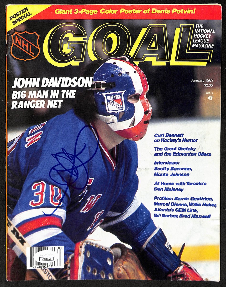 John Davidson New York Rangers Signed January 1980 Goal Magazine JSA 197186