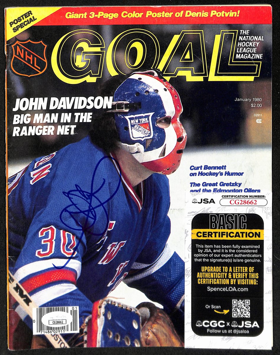 John Davidson New York Rangers Signed January 1980 Goal Magazine JSA 197187