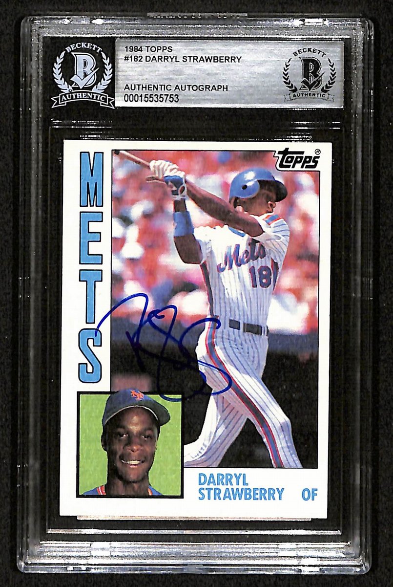 Darryl Strawberry Signed/Auto 1984 Topps RC Card #182 Mets BAS/Beckett 197121