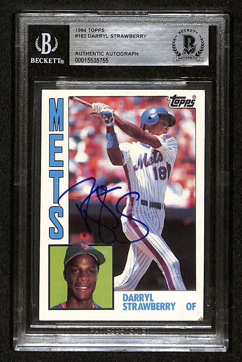 Darryl Strawberry Signed/Auto 1984 Topps RC Card #182 Mets BAS/Beckett 197122