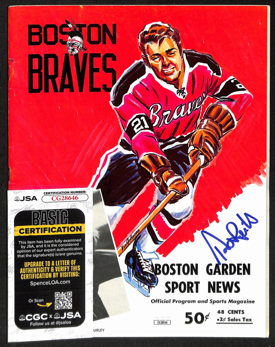 Terry O'Reilly Boston Bruins Signed 1971-72 Boston Braves Program JSA 197232