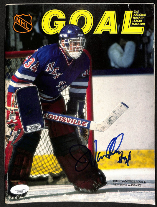 John Vanbiesbrouk New York Rangers Signed Goal Magazine JSA 197239