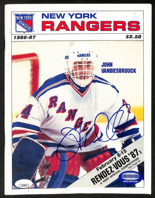 John Vanbiesbrouk New York Rangers Signed New York Rangers Program JSA 197240