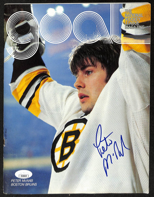 Peter McNabb Boston Bruins Signed Goal Magazine JSA 197250