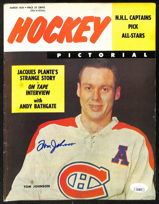 Tom Johnson Montreal Canadiens Signed 1959 Hockey Pictorial JSA 197251