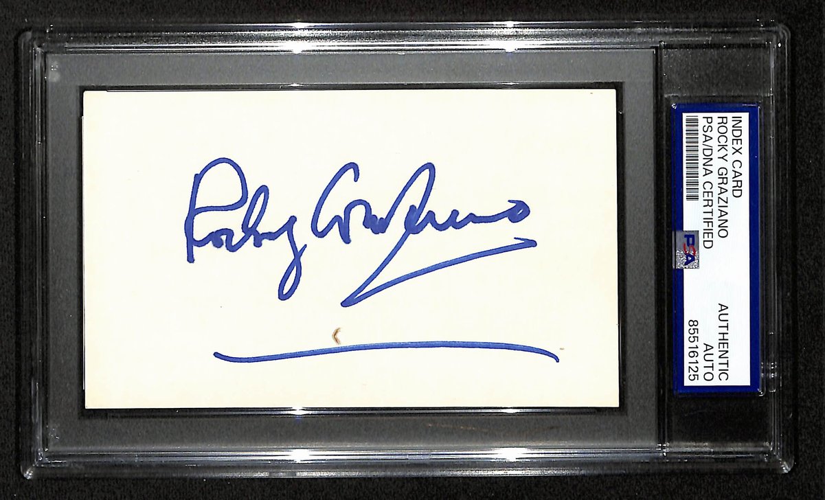 Rocky Graziano Boxer Signed/Autographed 3x5 Index Card PSA/DNA 196901