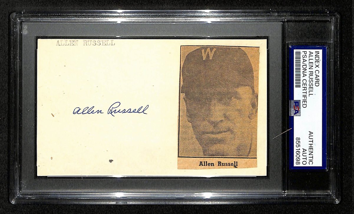 Allen Rubber Arm Russell Yankees Signed/Autographed3x5 Index Card PSA/DNA 196903