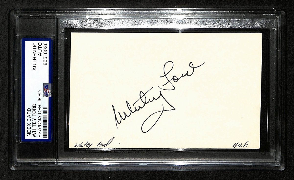 Whitey Ford NY Yankees HOF Signed/Autographed 3x5 Index Card PSA/DNA 196916