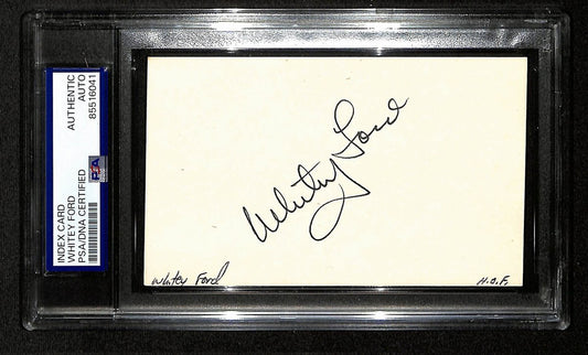 Whitey Ford NY Yankees HOF Signed/Autographed 3x5 Index Card PSA/DNA 196917