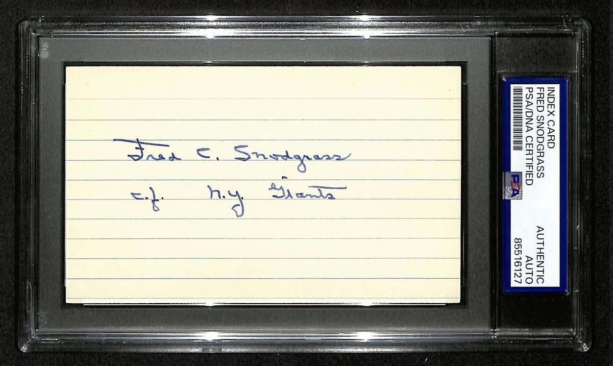 Fred Snodgrass Ny Giants Signed/Autographed 3x5 Index Card PSA/DNA 196922
