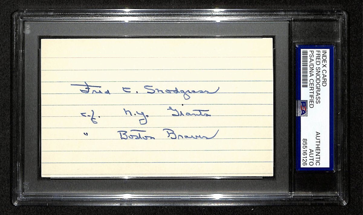 Fred Snodgrass Ny Giants/Braves Signed/Autographed 3x5 Index Card PSA/DNA 196923