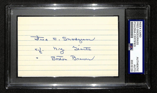 Fred Snodgrass Ny Giants/Braves Signed/Autographed 3x5 Index Card PSA/DNA 196923