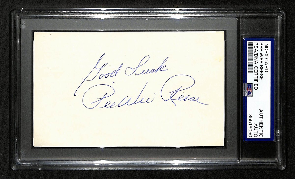 Pee Wee Reese Dodgers HOF Signed/Autographed 3x5 Index Card PSA/DNA 196927