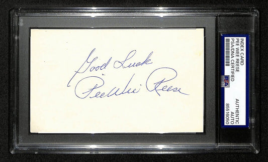 Pee Wee Reese Dodgers HOF Signed/Autographed 3x5 Index Card PSA/DNA 196927