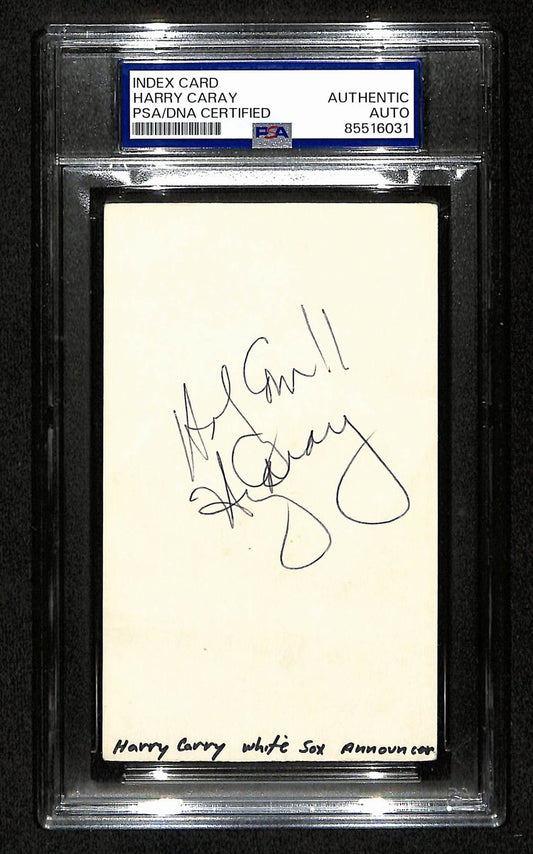 Harry Caray Holy Cow Chicago Cubs Signed 3x5 Index Card PSA/DNA 196928