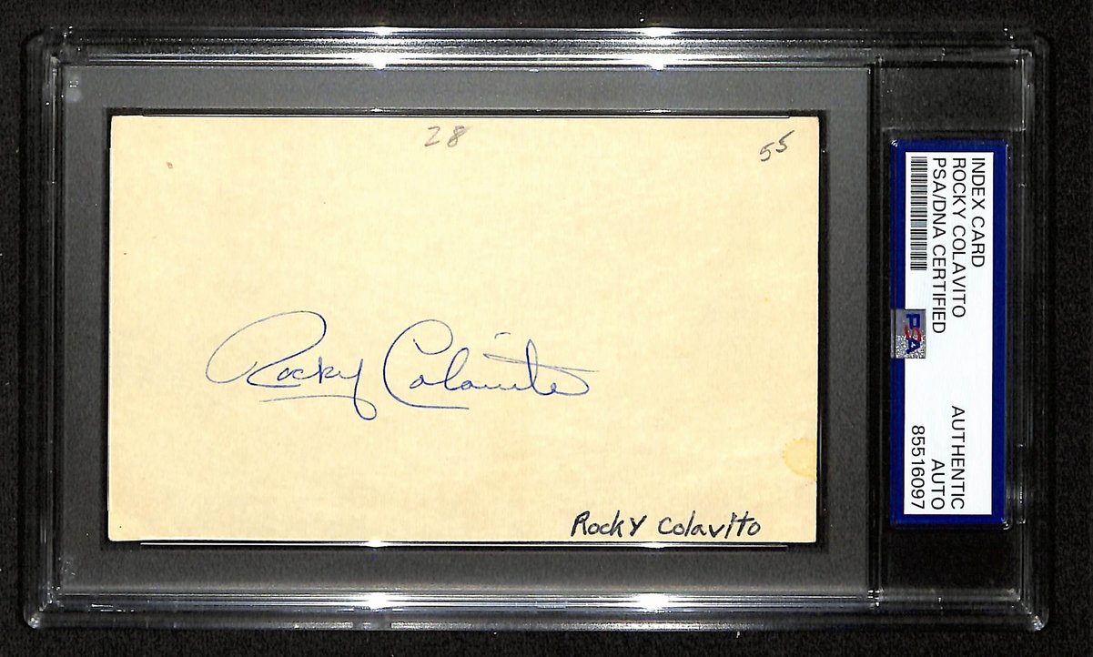 Rocky Colavito Cleveland Indians Signed 3x5 Index Card PSA/DNA 196932