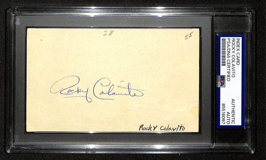 Rocky Colavito Cleveland Indians Signed 3x5 Index Card PSA/DNA 196932