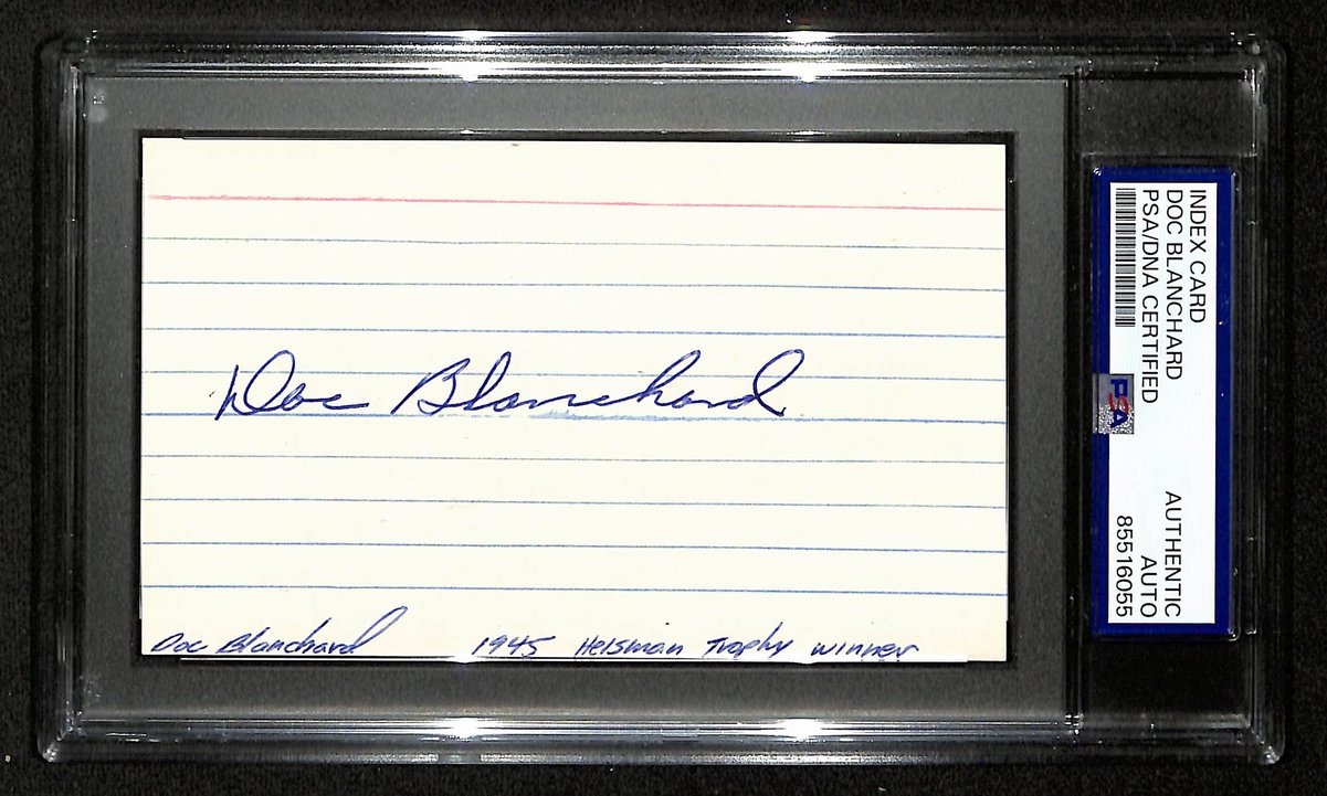 Doc Blanchard Army 1945 Heisman Signed/Autographed 3x5 Index Card PSA/DNA 196941