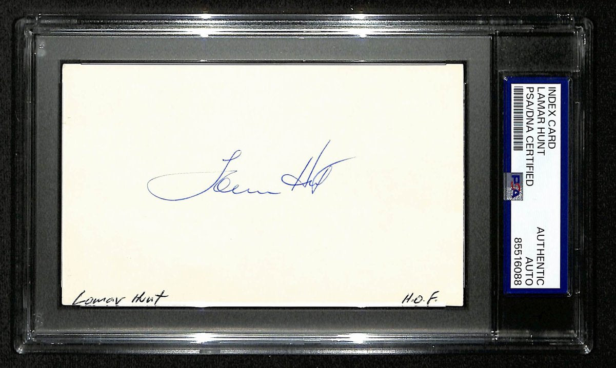 Lamar Hunt Chiefs HOF Owner Signed/Autographed 3x5 Index Card PSA/DNA 196946