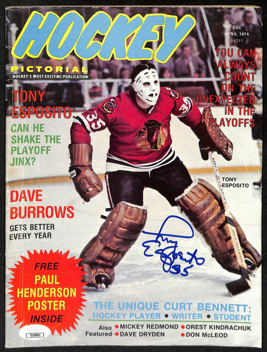 Tony Esposito Chicago Blackhawks Signed 1974 Hockey Pictorial JSA 197277