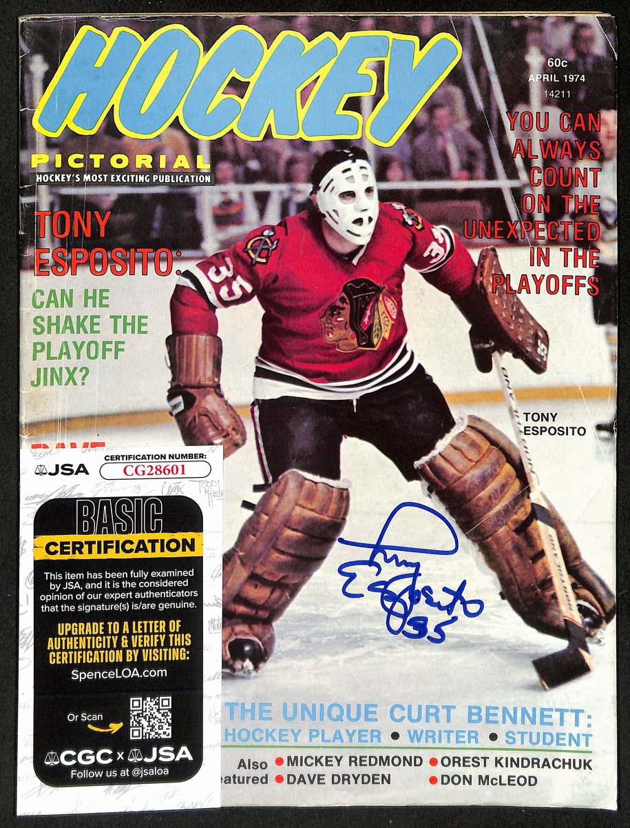 Tony Esposito Chicago Blackhawks Signed 1974 Hockey Pictorial JSA 197277