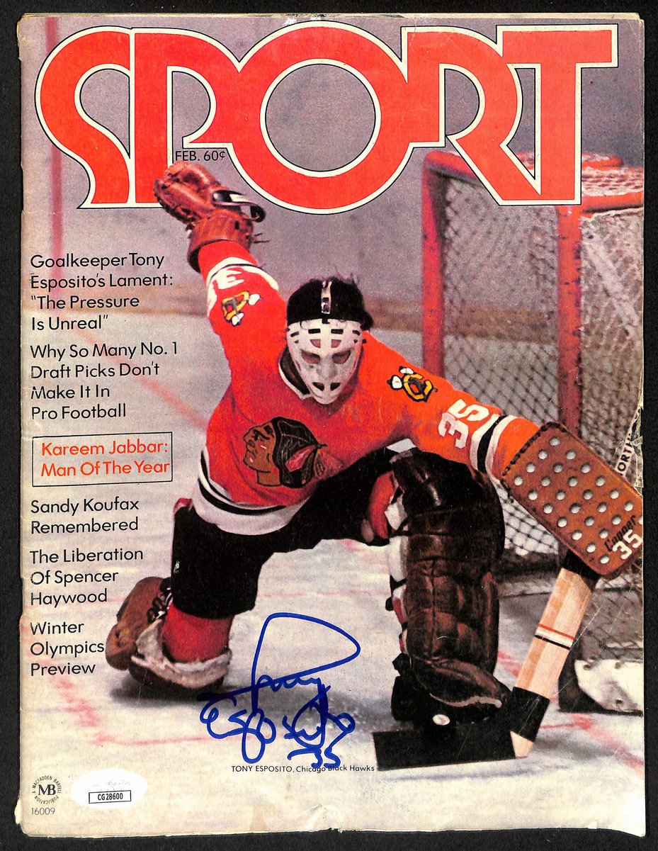 Tony Esposito Chicago Blackhawks Signed 1971 Sport Magazine JSA 197278