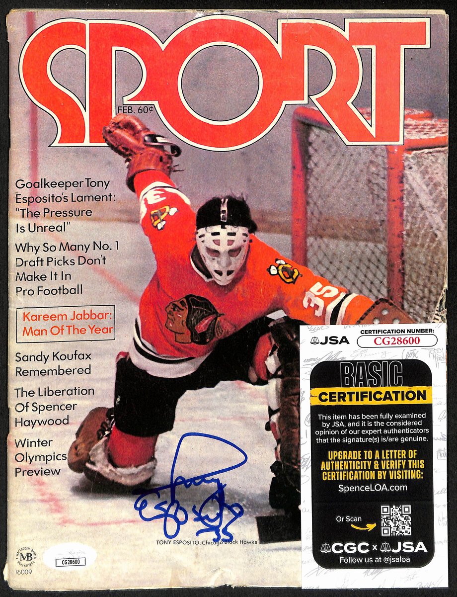 Tony Esposito Chicago Blackhawks Signed 1971 Sport Magazine JSA 197278
