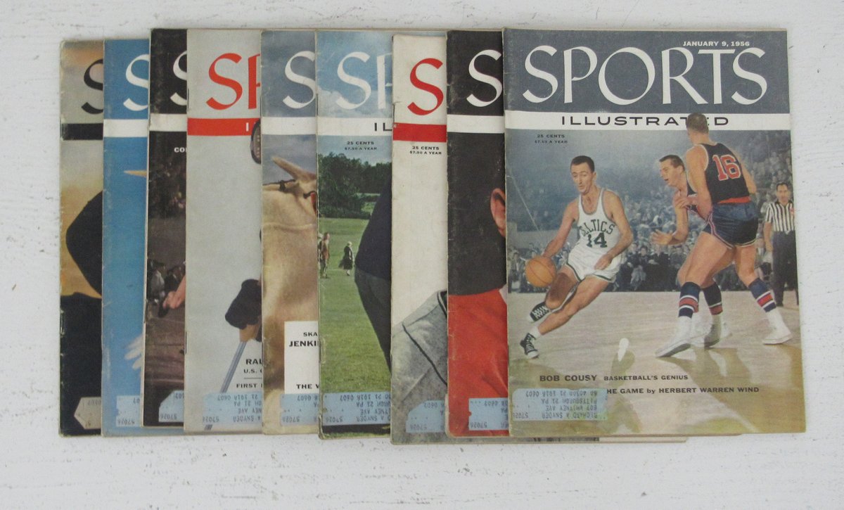 Lot of (9) 1956 Sports Illustrated Magazines Bob Cousy Celtics Cover  197752