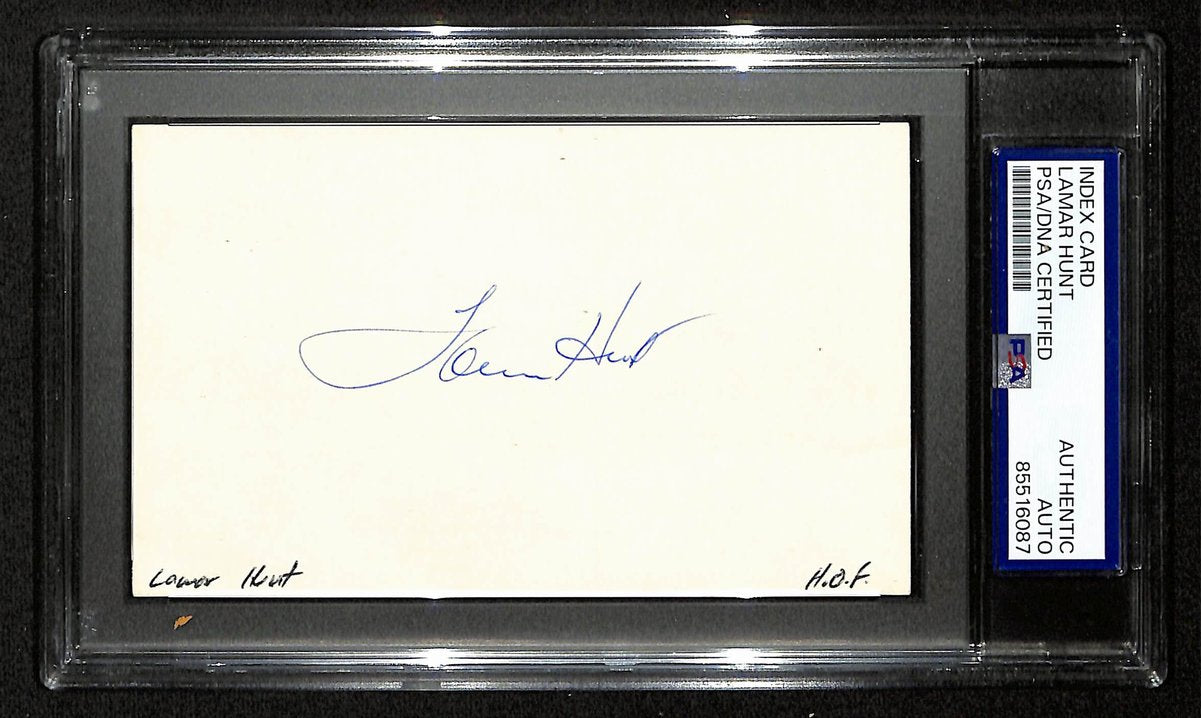 Lamar Hunt HOF Signed/Autographed 3x5 Index Card KC Chiefs PSA/DNA 196947