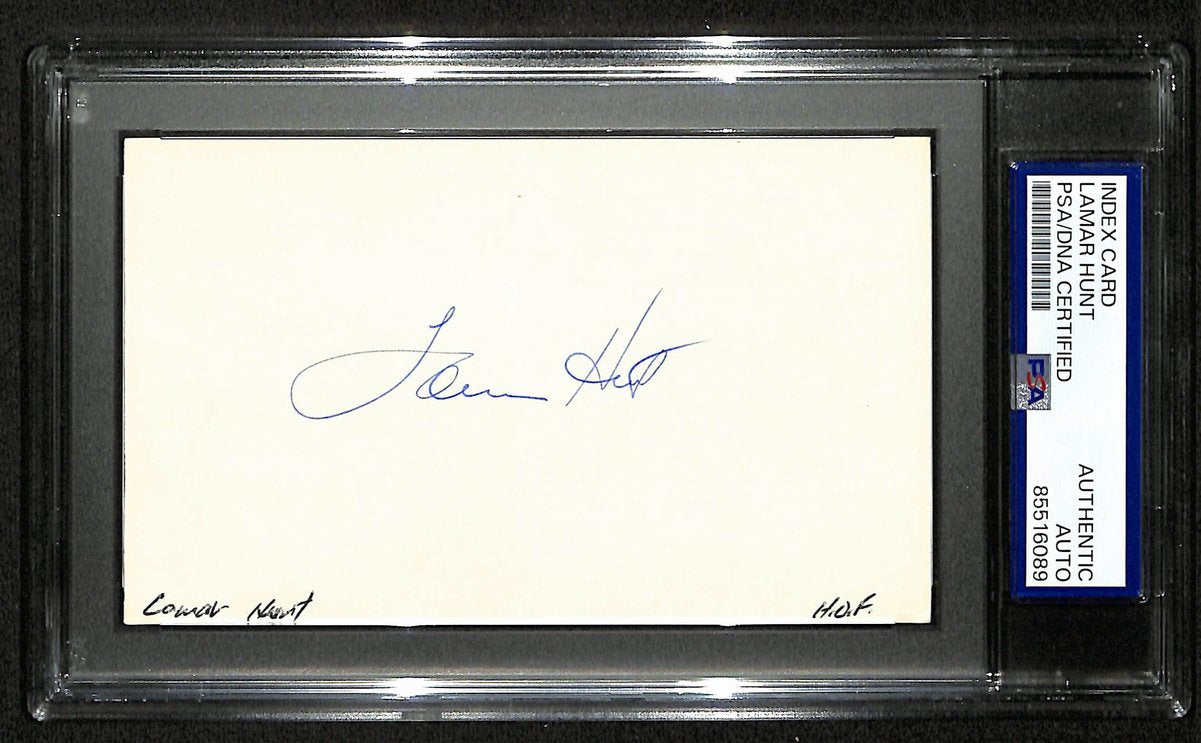 Lamar Hunt HOF Signed/Autographed 3x5 Index Card KC Chiefs PSA/DNA 196948