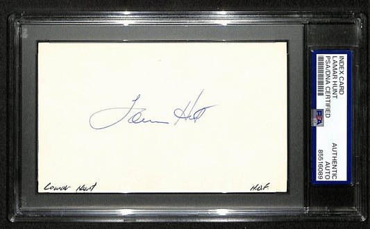 Lamar Hunt HOF Signed/Autographed 3x5 Index Card KC Chiefs PSA/DNA 196948