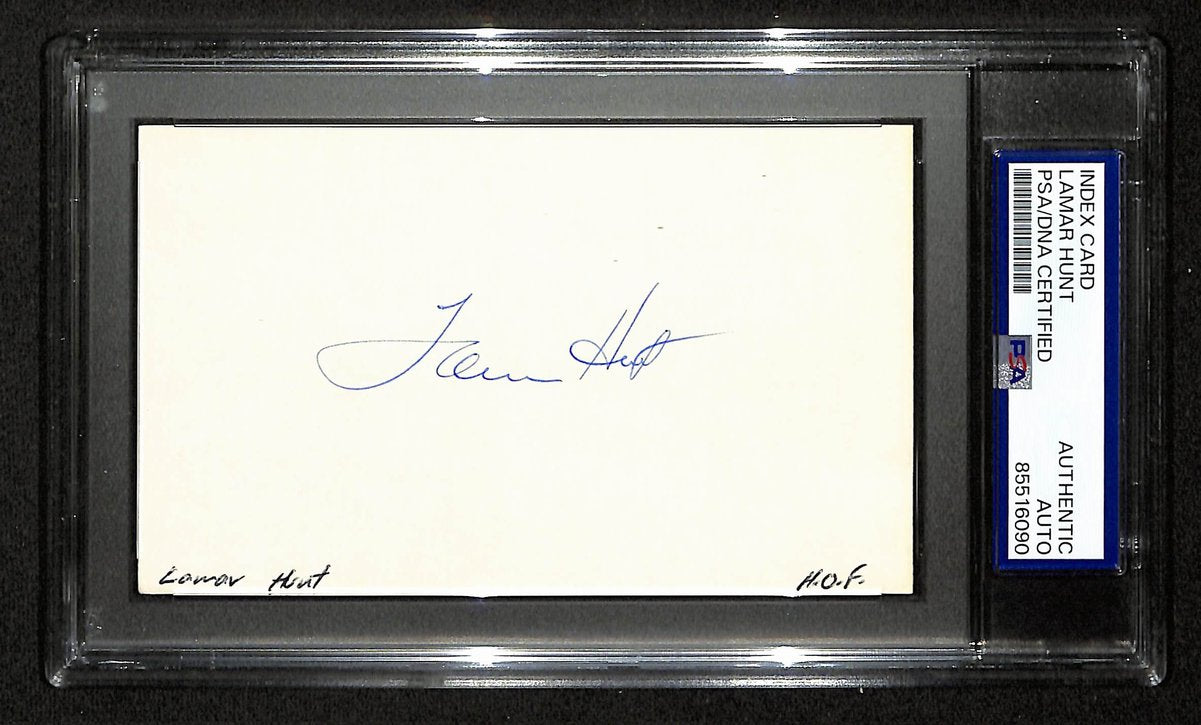 Lamar Hunt HOF Signed/Autographed 3x5 Index Card KC Chiefs PSA/DNA 196949