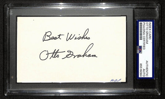 Otto Graham HOF Signed/Inscribed 3x5 Index Card Browns PSA/DNA 196967