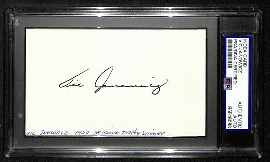 Vic Janowicz Signed/Auto 3x5 Index Card Ohio State 1950 Heisman PSA/DNA 196970