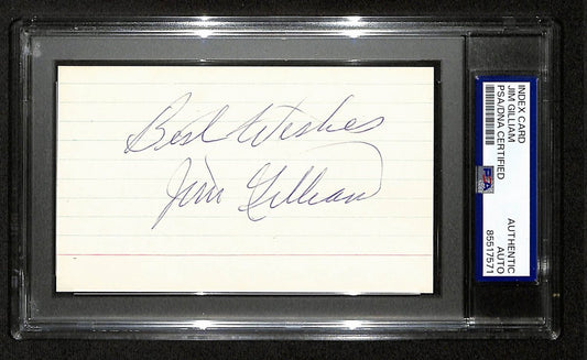 Jim Gilliam Signed/Inscribed 3x5 Cut on Index Card Dodgers PSA/DNA 196981