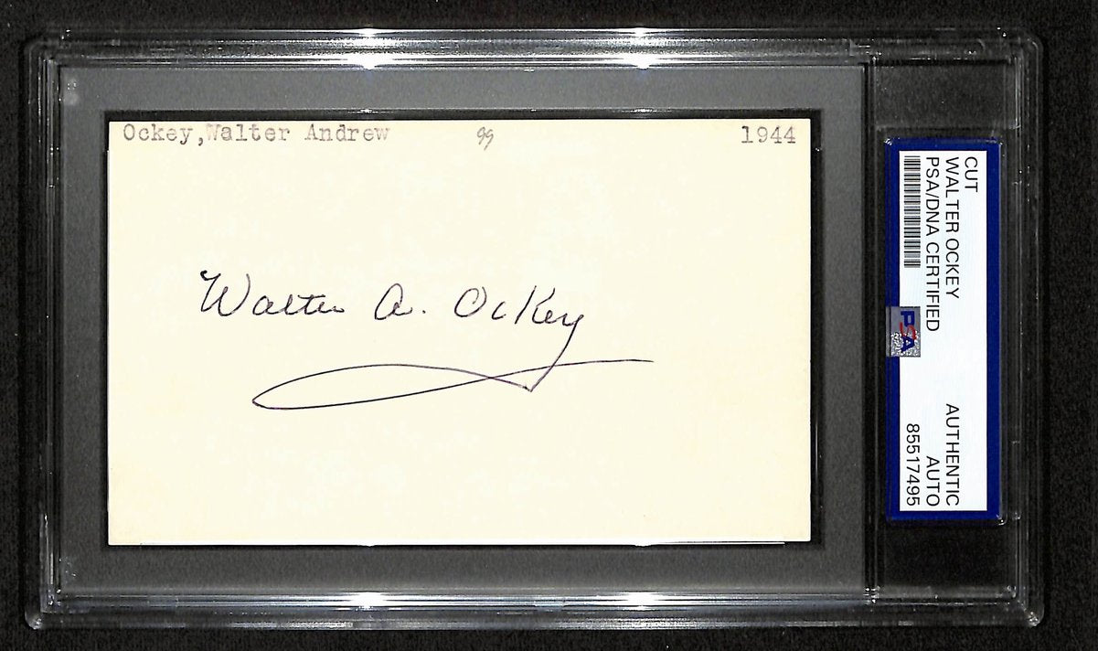 Walter Ockey Signed/Autographed 3x5 Index Card 1944 NY Giants PSA/DNA 196990