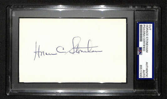 Horace Stoneham Signed Cut on 3x5 Index Card New York Giants PSA/DNA 196993