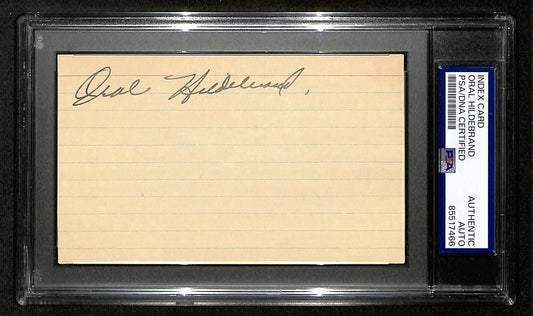 Oral Hildebrand Signed/Auto 3x5 Index Card Cleveland Indians PSA/DNA 196995