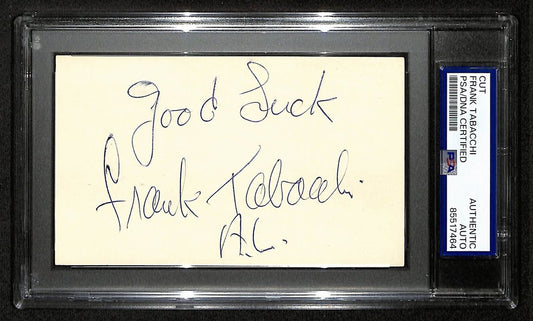 Frank Tabacchi Signed/Inscr Cut on 3x5 Index Card AL Umpire PSA/DNA 196997
