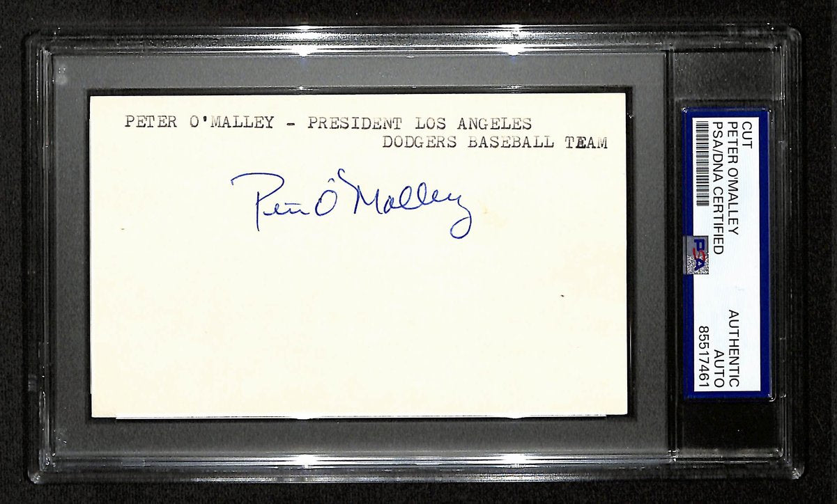 Peter O'Malley Signed Cut on 3x5 Index Card Los Angeles Dodgers PSA/DNA 196999
