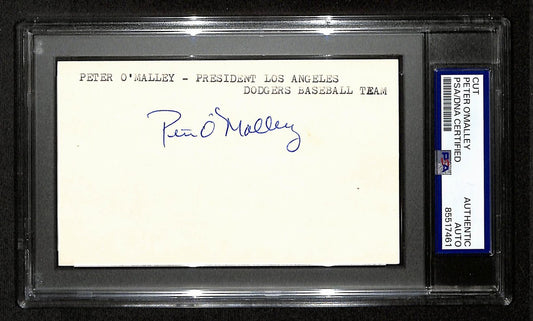 Peter O'Malley Signed Cut on 3x5 Index Card Los Angeles Dodgers PSA/DNA 196999