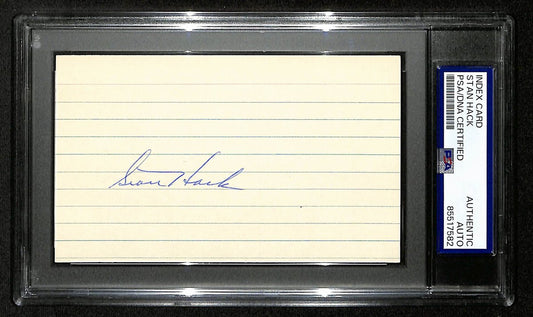 Stan Hack Signed/Autographed 3x5 Index Card Chicago Cubs PSA/DNA 197004