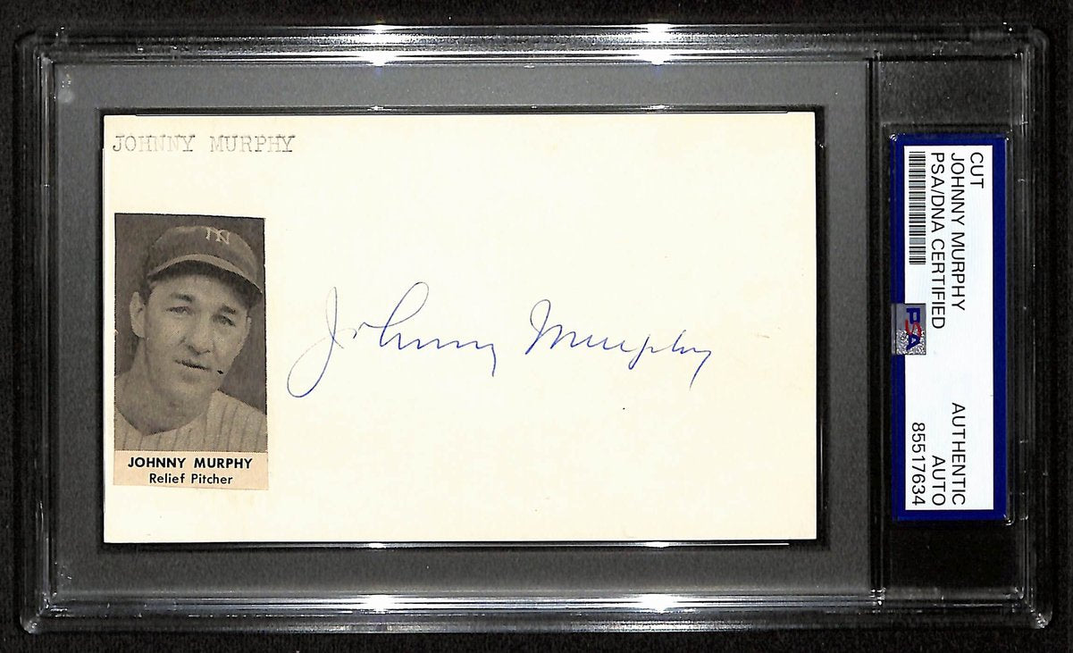 Johnny Murphy Signed/Auto Cut on 3x5 Index Card New York Yankees PSA/DNA 197010