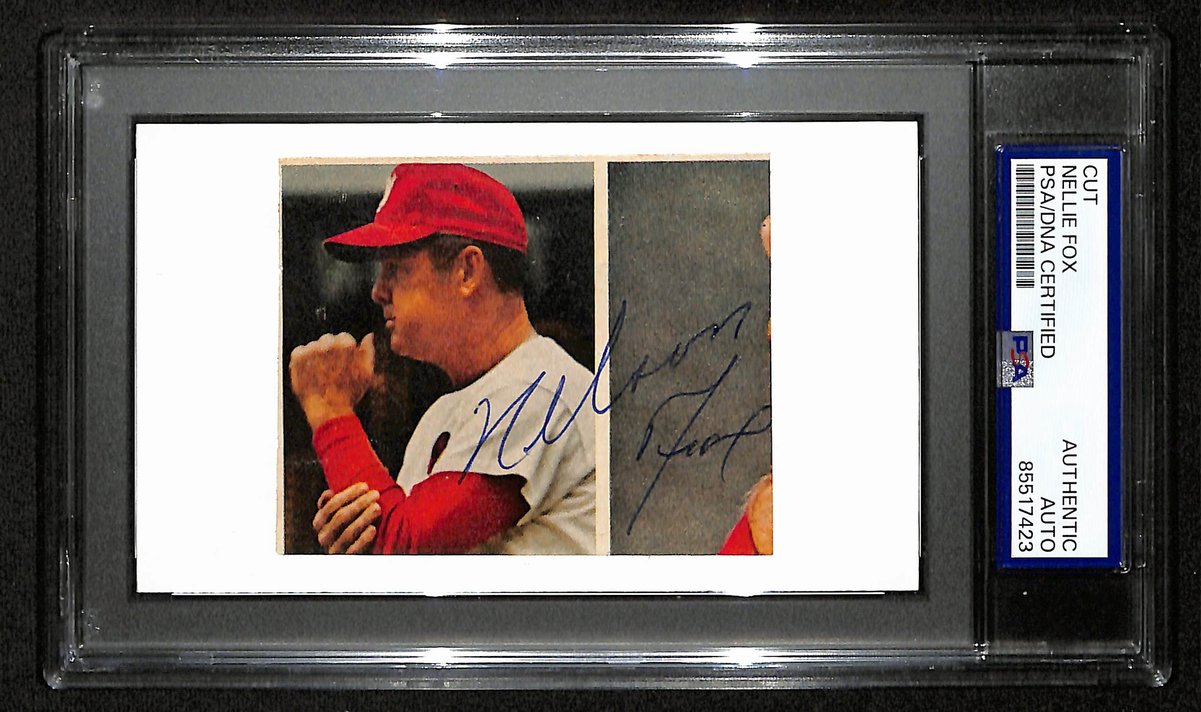 Nellie Fox HOF Signed/Auto Cut Photo on 3x5 Index Card White Sox PSA/DNA 197012