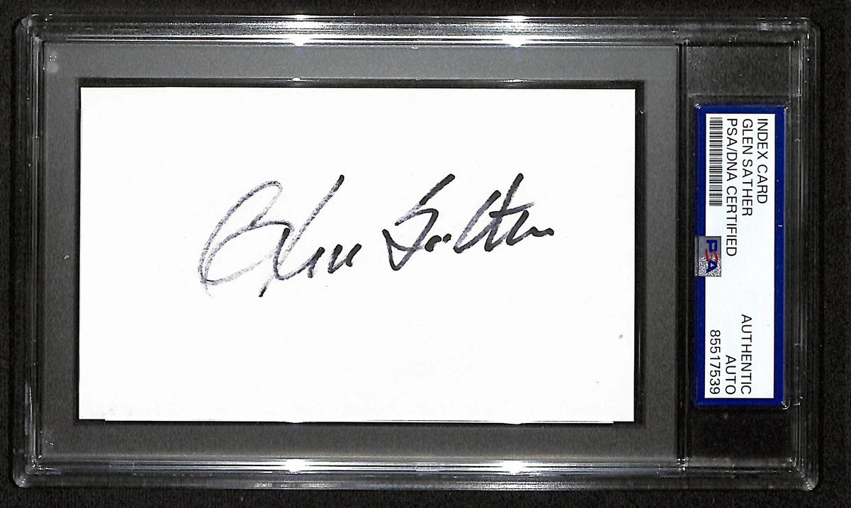 Glen Sather Signed/Autographed 3x5 Index Card Edmonton Oilers PSA/DNA 197039