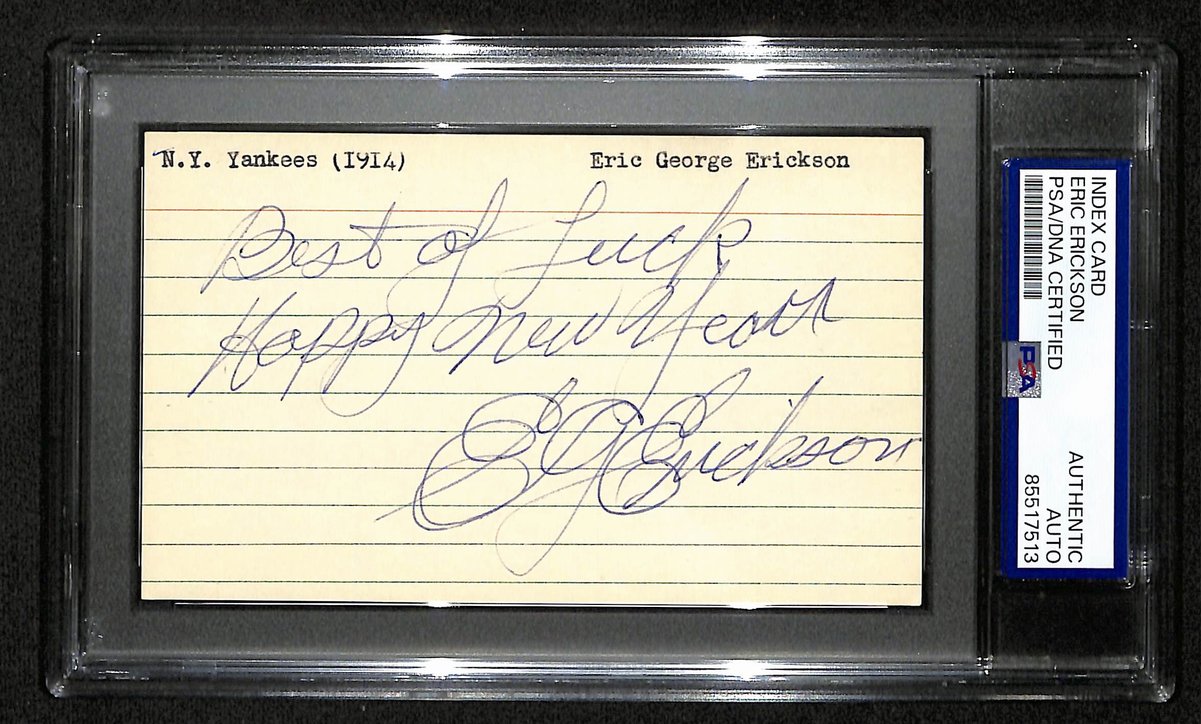 Eric Erickson Signed/Autographed 3x5 Index Card New York Yankees PSA/DNA 197785