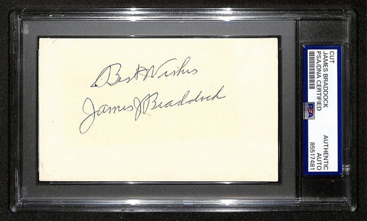 James Braddock Signed/Inscr Cut on 3x5 Index Card Boxer PSA/DNA 197806