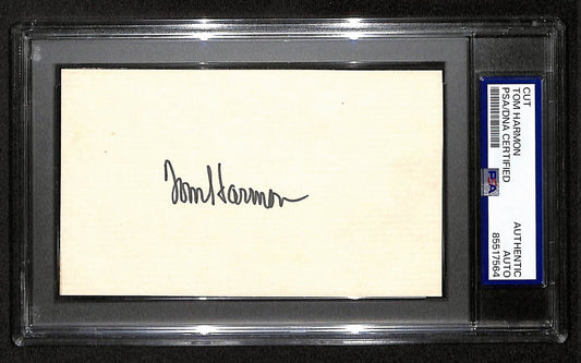 Tom Harmon Signed/Auto Cut on 3x5 Card Michigan 1940 Heisman PSA/DNA 197811