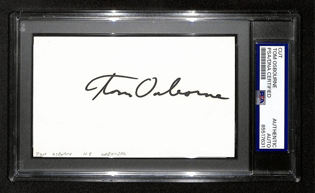 Tom Osbourne Signed/Auto Cut on 3x5 Card Nebraska Cornhuskers PSA/DNA 197821